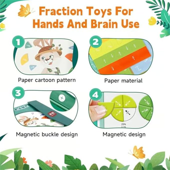 2026 New Magnetic Fraction Demonstration Book for Kids, 102 Pcs Magnetic Fraction Tiles & Fraction Circles, Educational Puzzle Math Fraction Manipulatives Disc Set for Early Math Skills (A)