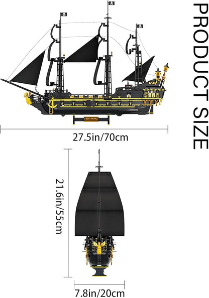 SEMKY Pirate Series Black Devil Pirate Ship MOC Building Blocks and Engineering Toy（2076 Pieces）, Pirate Ship for Kid and Fan