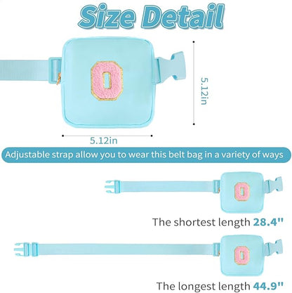 Mini Belt Bag Fanny Pack with Initials Letter Patch Small Crossbody Bags Cute Stuff Birthday Gifts for Teenager Girls Trendy Stuff for Teens - O,Blue
