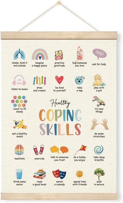 Geondos Coping Skills Poster, Therapy Office Decor, School Counselor, Inspirational Hanging Wall Art Decor for Classroom Therapist Therapy Counseling Office Nursery Playroom