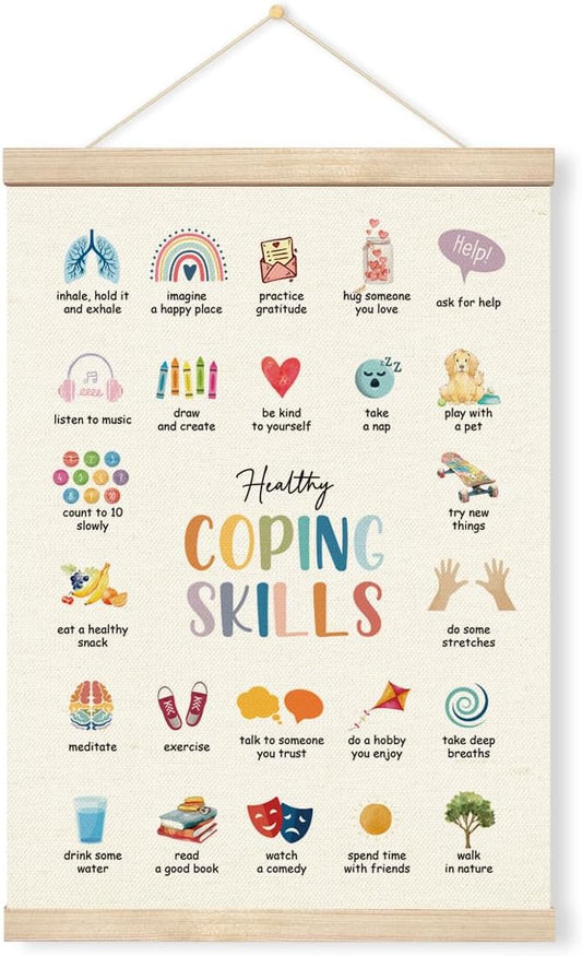 Geondos Coping Skills Poster, Therapy Office Decor, School Counselor, Inspirational Hanging Wall Art Decor for Classroom Therapist Therapy Counseling Office Nursery Playroom