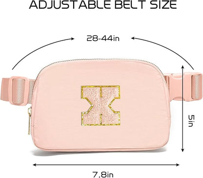 Gitus Gifts for 8 9 10 11 12 Year Old Girls Belt Bag Fanny Pack Crossbody Bags with Initial Letter Patch Cute Stuff Birthday Gifts for Teen Girls Women Personalized Trend Stuff (Coral Pink-X)