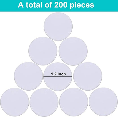 Coopay 1-1/5 inch Plastic Learning Counters Disks Bingo Chip Counting Discs Markers for Math Practice and Poker Chips Game Tokens, 200 Pieces(White)