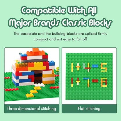 Lekebaby Classic Baseplates Building Base for Building Bricks 100% Compatible with Major Brands-Baseplate 10" x 10", Pack of 12, Green