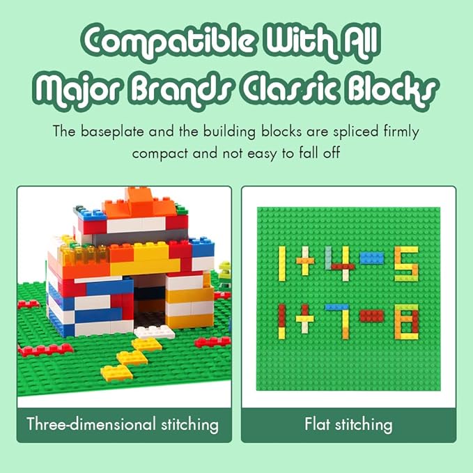 Lekebaby Classic Baseplates Building Base Plates for Building Bricks 100% Compatible with Major Brands-Baseplates 10" x 10", Pack of 12