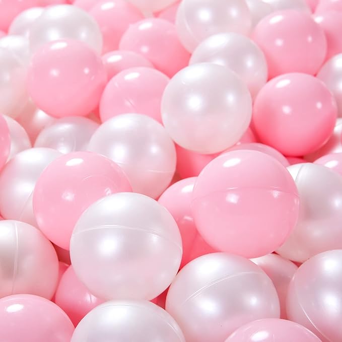 Ball Pit Balls Pack of 100 200 500 - Star and Round Set BPA Free Phthalate Free Non-Toxic Crush Proof Play Balls Soft Plastic Balls for Toddlers Baby Kids Birthday Pool Tent Party