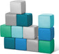 Foam Building Blocks for Toddlers：12-Pieces Wipeable Leather Stacking Cubes Kids - Large Soft Toys Play Set for Learning Construction Baby Preschool Daycare Therapy Birthday Gift (Modern)