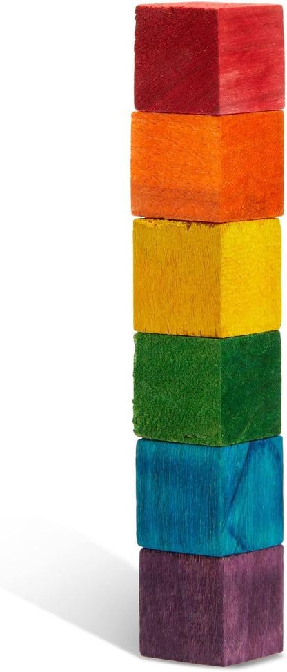 Bright Creations Square Wooden Cubes - Colored Wooden Blocks - Colorful Cubes for Kids & Classroom Supplies - 100 Pieces, 0.6 in, 6 Colors