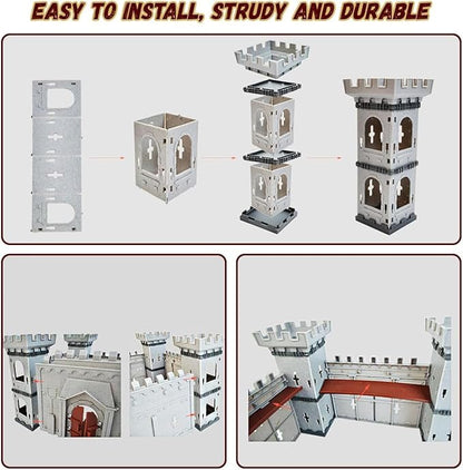 Mostop Medieval Castle Knight Toy Soldier Figures Army Men Toys, The Medieval Times Middle Ages Castle Building Toy Piracy Knight Action Figurines with with 20 Piracies, 12 Soldiers, 200 Mini Army Men