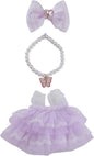 17cm Doll Clothes Set 3-Piece Doll Clothing Set with Purple Dress Necklace and Butterfly Decor Accessories for 17cm Plush Dolls, Clothes Only, No Doll Included
