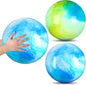 Deekin 2 Pcs 15 Inch 18 Inch Marbleized Bouncy Balls Large Inflatable Rubber Sensory Ball for Playground Outdoor Water(15 Inches,Blue and Green)
