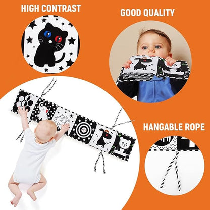 teytoy Baby Toys 0-6 Months, Black and White High Contrast Sensory Newborn Toys, Baby Soft Book for Early Education, Infant Tummy Time Toys, Baby Newborn Essentials Must Haves