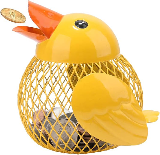 5 inches Coin Jar Duck Piggy Bank, Saving Box Metal Money Organizer,Kid's Coin Bank Hand Made,Anti-Rust Coin Piggy Bank for Kids and Adults,Money Container for Girl and Boy