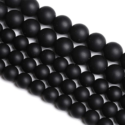 10MM 38PCS Natural Stone Matte Black Agate Loose Beads for Jewelry Making DIY Bracelet Necklace
