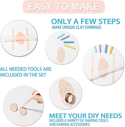 Patemby 183PCS Polymer Clay Earring Making Kit for Art Crafts Gifts Teen Girls and Adults, Ages 8-12 Year Old DIY Polymer Clay Earring Jewelry Craft Making Gift Set
