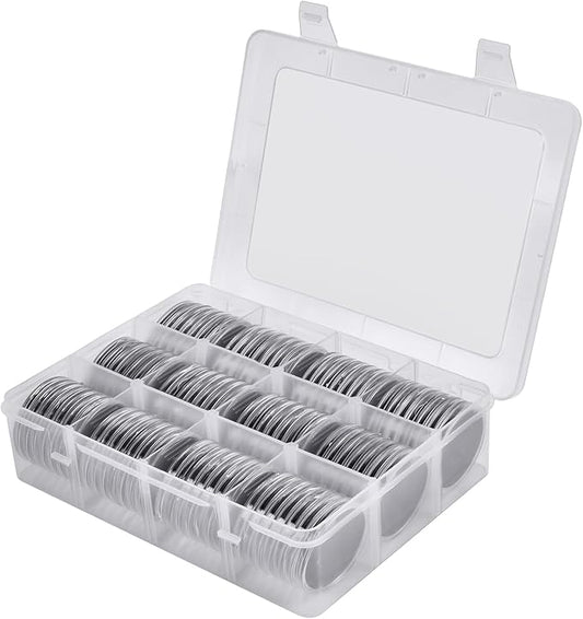 84 Pieces 46 mm Coin Capsules, with Foam Gasket and Plastic Storage Organizer Box, Coins Holder Collector Case for Coin Collection Supplies 7 Sizes (16/20/25/27/30/38/46mm) - Clear Case+Black Gasket
