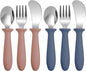 Pimoys 6 Pieces Toddler Utensils Forks,Spoons and Knives,Kids Silverware Set with Plastic Handle Stainless Steel Toddler Silverware,Dishwasher Safe