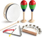MUSICUBE 7 Pcs Musical Instrument Toys Set for Kids Wooden Percussion Instrument with Hand Drum, Maracas, Triangles, Hand Bell Educational Instrument for Toddler Birthday Gift for Boys Girls Aged 3+