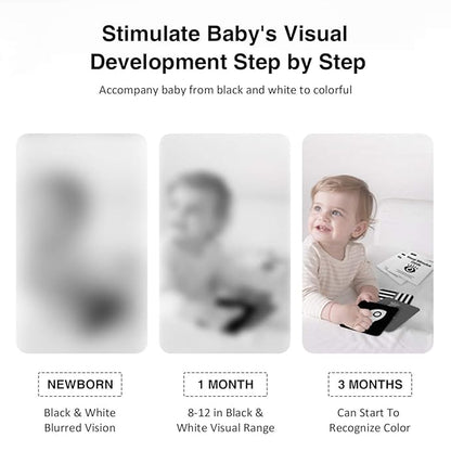 beiens High Contrast Baby Flashcards, Newborn Brain Development Toys, Visual Stimulation Learning Activity Cards, 20 PCs 40 Pages Educational Infants Gift (3-6 Months (Black & White & Color))