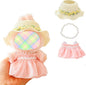 Clothes for Dolls Accessories, Outfit Set 3 Pieces Gauze Dress for 15cm 17cm Doll (No Doll), Romantic Hat Skirt Doll Clothing Set Replacement Pink