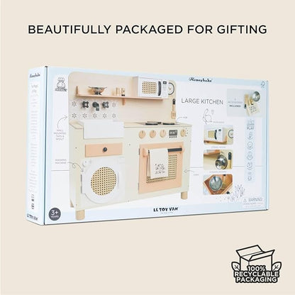 Le Toy Van – Large Wooden Kitchen Furniture Set | Grand Kitchen Cabinet and Appliance Pretend Play Set – Suitable for 36+ Months