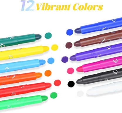 M&G 12 Colors Tempera Paint Sticks,Solid Tempera Paints, Washable Paint, Quick-Drying, No Mess for Kids and Toddlers,Art Gifts for Your Kids and Artists