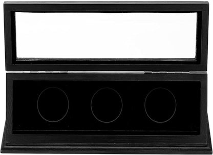 PATIKIL Coin Display Case, 3 Slots Coin Presentation Display Box Coin Box Coin Case with Coin Holder Fit 38-44.5mm Coin for Silver Dollar Collectors, Black