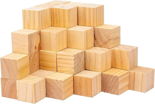 30 Pack 1-1/2 Inches Unfinished Wood Cubes Blocks - 1.5 Inch Natural Wooden Square Blocks Great for Crafts Making