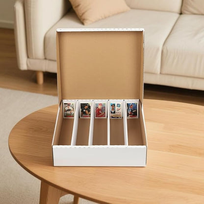CROSSDESIGN Graded Card Storage Box Sport Trading Card Corrugated Cardboard Holder Container Holds 5000 Count(White Corrugated Paper)