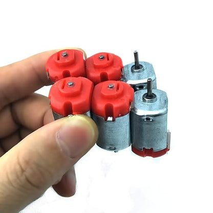 EUDAX 6 Set DC Motors Kit, Mini Electric Hobby Motor 3V -12V 25000 RPM Strong Magnetic with Shaft Propeller, 2 x AA Battery Holder,9V Battery Clip Connector,Plastic Wheels for DIY Science Projects