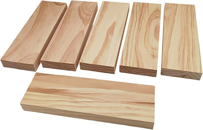 6PCS Rectangle Wood Boards Unfinished Wood Blocks for Crafting, 10x3x1in Blank Whittling Wooden Blocks for Wood Carving,Painting & Burning