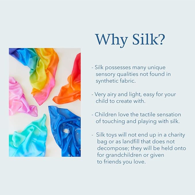 Sarah's Silks Enchanted Playsilk, 100% Silk Scarves for Kids and Toddlers, Sensory Toys | Bright Square Scarves, Montessori Waldorf Toys for Imaginative and Pretend Play - Fire