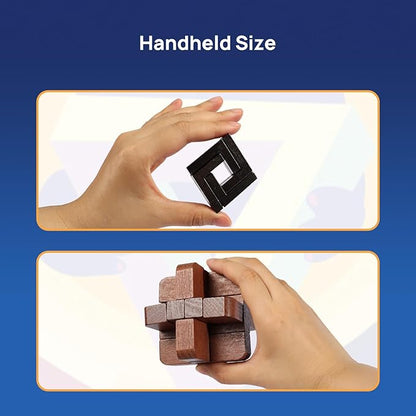 9pcs Puzzles Bulk Gift for Kids, Teens, and Adults Retro Wooden and Metal Unlock Interlock Brain Teaser Toys.
