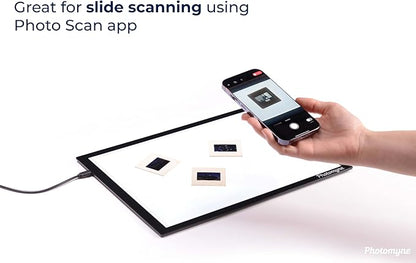Photomyne A4 Slide Viewer | Light Pad Backlight | Negative Viewer | Film Negatives & Old Slides Scanning Light Box | Hands-Free Ultra-Thin Ultimate Brightness (Includes USB Adapter) - Black