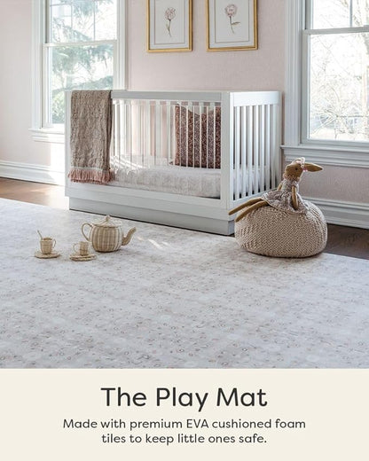 House of Noa Baby Play Mat – 4x6 Linen Gemma – Set of 6 Tiles – Cushioned EVA Foam Play Mat for Floor, Soft Interlocking Baby Crawling Mats for Hard Floors