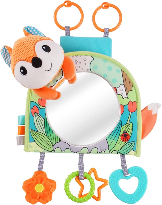 Koty Infant Car Seat Toy - Kick and Play Activity Center with Mirror, Teether and Crinkle Paper, Fun Travel Baby Toy for Rear Car Seat, Easier Drive with Newborns, Babies