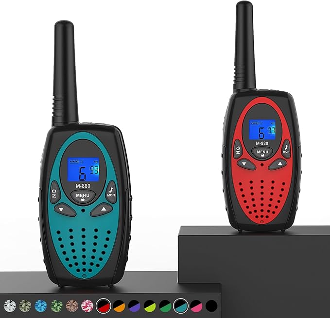 Walkie Talkies Long Range, M880 Two Way Radio for Adults with Mic LCD Screen/Resistance Wakie-Talkies with Noise Cancelling for Men Women Outdoor Adventures Cruise Ship (Blue and Red)