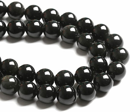 4MM 86PCS Natural Stone Black Obsidian Gemstone Loose Beads for Jewelry Making DIY Bracelet 1 Strand