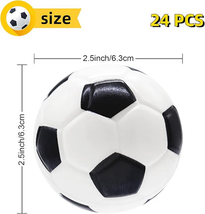 24 Pcs Mini Foam Sports Balls,2.5In Squeezable Stress Soccers,Stress Relief Squeeze Balls for Stress,Anxiety Relief,Kids Party Favor Toy,Fidget Toys,Ball Games