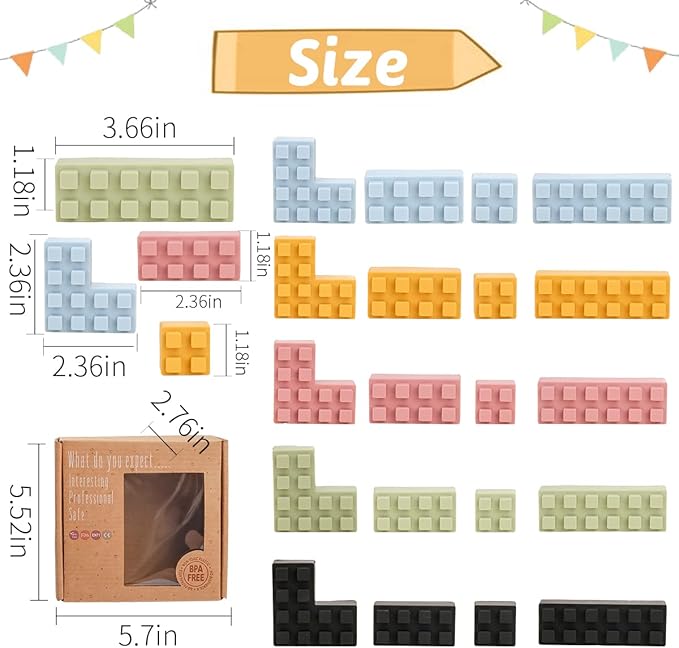 Stacking Toys Soft Building Blocks, Silicone Montessori Educational Toy Toddler Sensory Learning, Baby Bath Toys, Girls Boy Gifts for Kids Age 1 2 3 Years Old