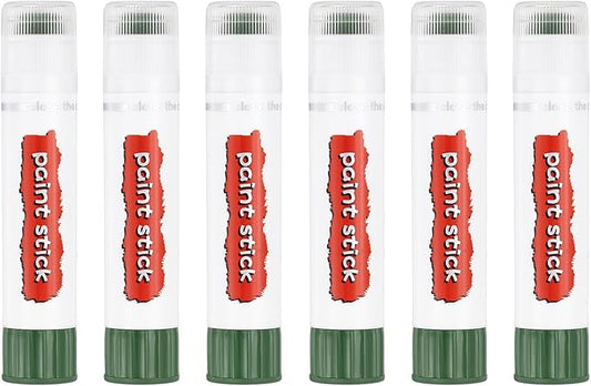 PATIKIL Tempera Paint Sticks, 6 Pcs Solid Tempera Paints Sticks Washable Bulk Markers Pen Quick Drying for Artists Beginners Art Supplies, Olive Green