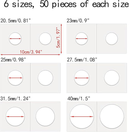 300 PCS Cardboard Coin Flips with 15 Sheets Coin Pocket Pages, 6 Assorted Sizes 2" x 2" Cardboard Coin Holders Coin Flips Coin Collection Supplies for Dime, Penny, Quarter, Nickels, Dollars Collecting