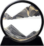Aoderun Moving Sand Art Picture Round Glass 3D Deep Sea Sandscape in Motion Display Flowing Sand Frame Relaxing Desktop Home Office Work Decor (7", New Black)