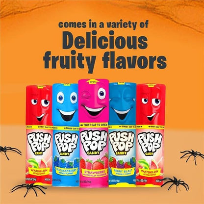 Push Pop Halloween Candy Variety Pack, 10 Ct Lollipops Individually Wrapped in Fruity Flavors, Bulk Individually Wrapped Hard Candy, Birthday Party Favors, Trick or Treat, Halloween Bowls, Kids Gifts