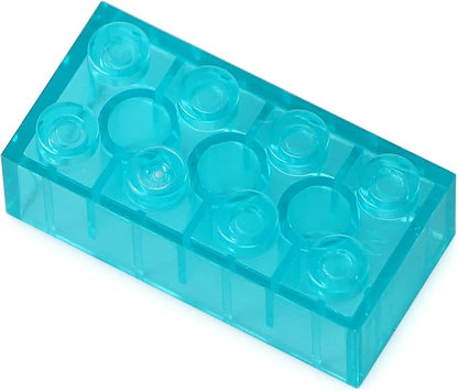 Feleph 100pcs 2x4 Bricks Trans-Light Blue Pieces Parts Building kit Creative Play Set Blocks Basic Toy Accessories Compatible with 3001 Major Brands