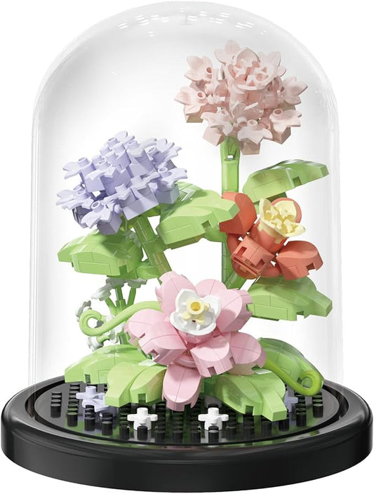 Spring Blossoms Home Bouquets Dust Cover Set Building Toy Creative Assembly Bonsai Tree, Ideal for Valentine's Anniversaries Birthday