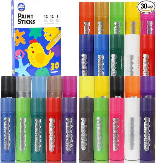 30 Colors Solid Tempera Paint Sticks, Washable Paint Sticks for Kids, Quick Drying,Non-toxic,Idel for Kids and Students