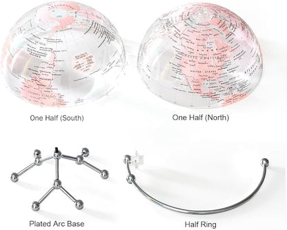 Decorative 8" Pink Earth Globe with Stand – Rotating Desktop Map for Kids, Educational World Globe with Detailed Map for Home, Office, and Classroom