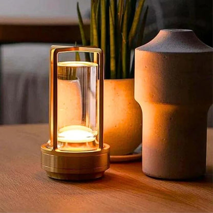 Klarako Crystal Lantern Lamp – Modern Cordless Rechargeable Bedside & Outdoor Light, Portable Wireless Lamp – Dimmable Touch Control – Luxury Living Room & Hotel-Style Lighting (Gold, 10-Pack)