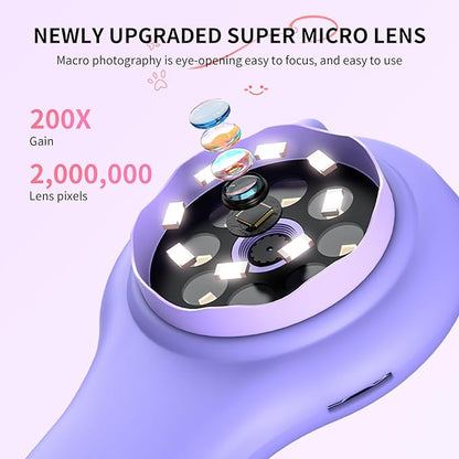 2Pcs Purple Kids Microscope-200X Fixed Focus Miniscope Portable Handheld Pocket Microscope -Science Toy for Toddlers, Christmas Birthday Gifts for Age 5 6 7 8 9 10 11 12 Girls Boys
